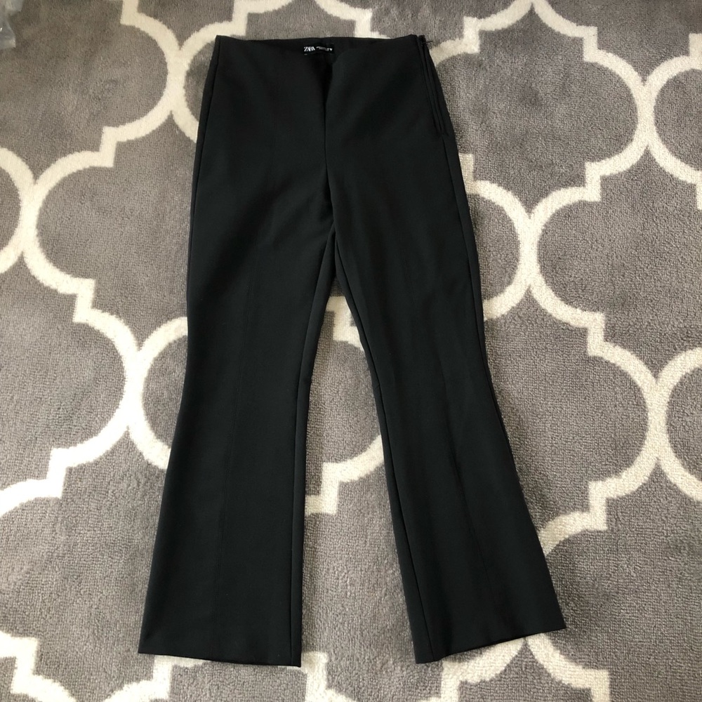 Zara Pants Womens Medium Black Side Zipper Trousers Slacks
